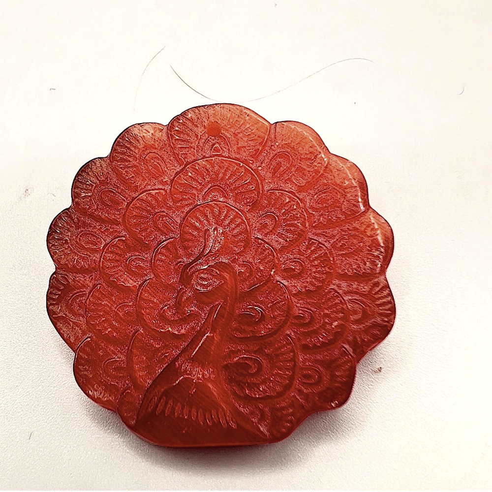Hand carved Peacock stone Pendant.